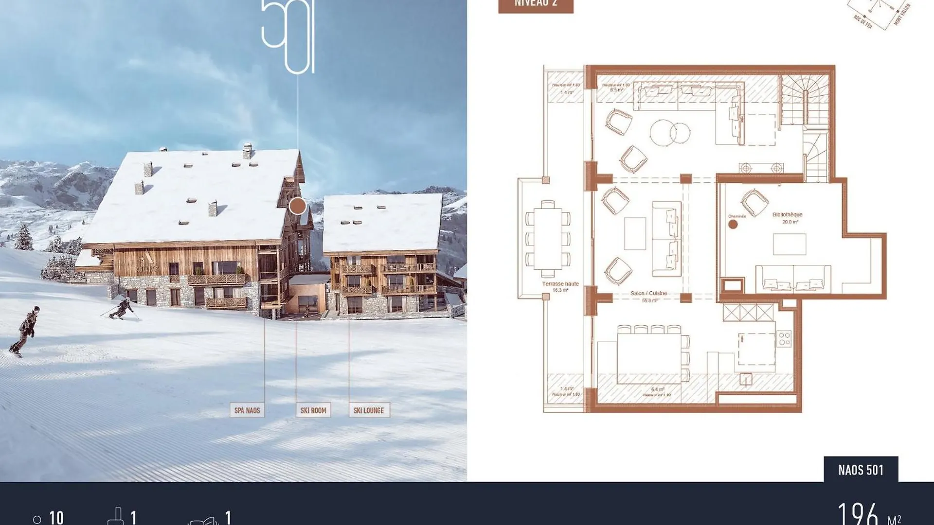 公寓 Antares Naos 501D - Somptuous Duplex Penthouse Luxury Ski Inski Out 美贝尔 法国